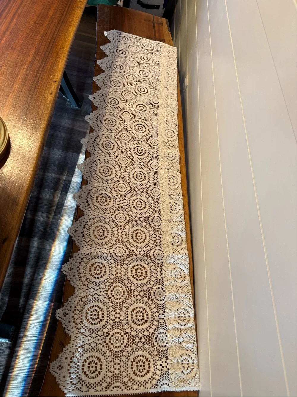 Vintage Crochet Lace Cafe Curtain Valance - Cream
